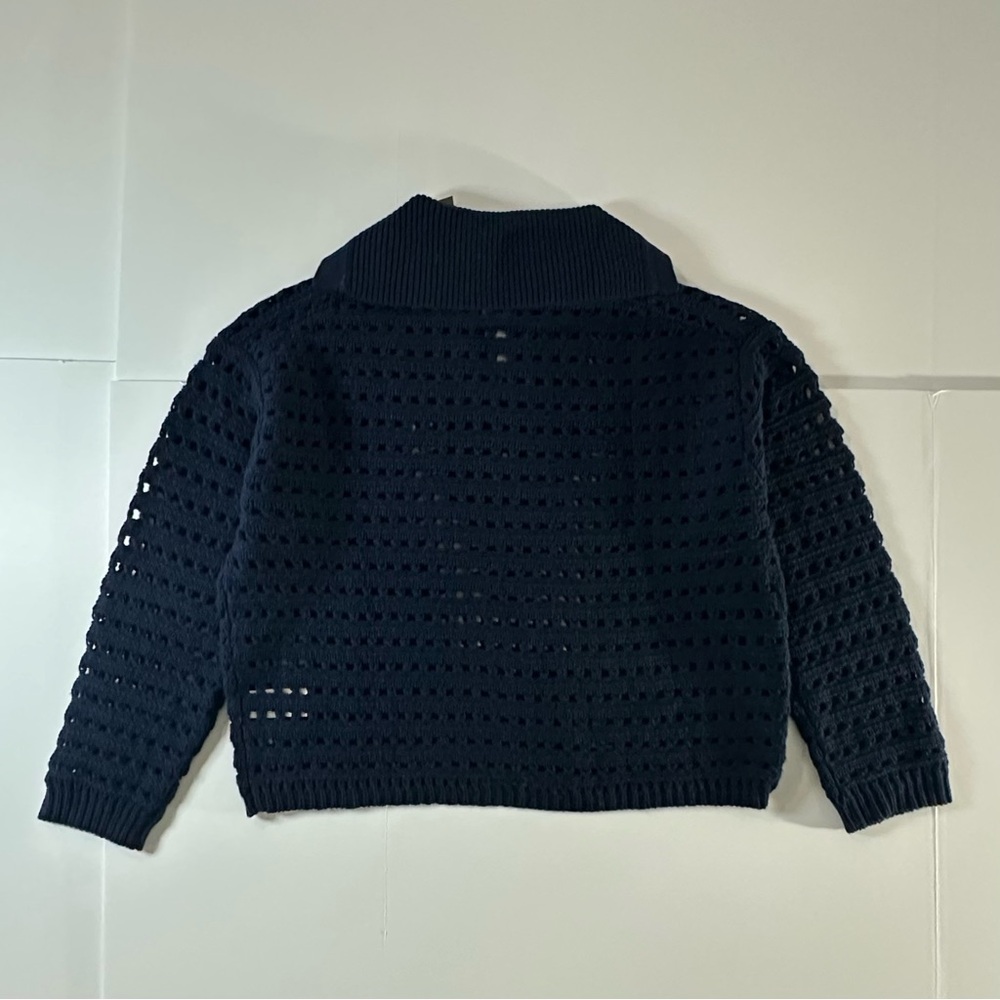 J. Crew Collection 100% Cashmere Sailor-Collar Pointelle Sweater Navy | XL | NWT - Picture 4 of 14